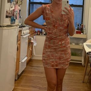 IRO Salome Print Orange Mini Dress (Size 0)